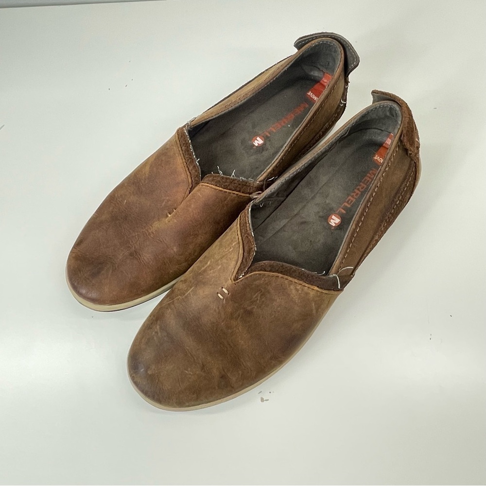Merrell Ashland Slip on Shoes Women’s Brown Sugar Leather Loafers Size 10